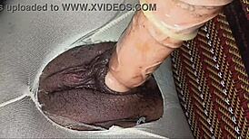 the story of fucking through torn pantyhose until her pussy overflows with cum