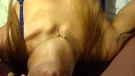 Tattooed Latina gives her boyfriend an amazing blowjob at home