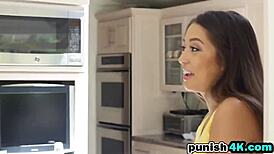 The tattooed neighbor turns the pretty schoolgirl into his sex slave