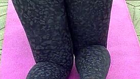 narrative unfolds with morning workout flashing wet pussy