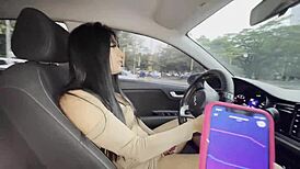 horny may hernandez masturbates publicly in her car, reaching orgasm