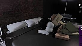 Slut enjoys big black cock fucking in Roblox