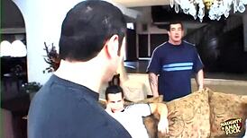 Double penetration for a busty chick who likes being used in this gangbang