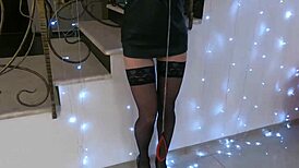 Master guides bound submissive milf through her first hard home bdsm fisting session.