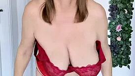 groovy granny mariaold with huge natural tits steals spotlight in red stockings