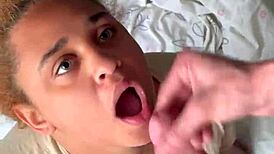 Blow job concludes with impressive climax