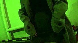 Hop walk with remote control vibrator in night alley