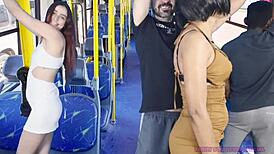 Hot Woman Gets Fucked And Cummed Inside Crowded Bus
