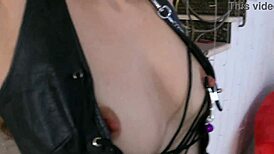 Master guides bound submissive milf through her first hard home bdsm fisting session.