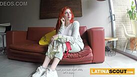This hot colombian redhead gets stripped during a casting interview