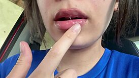 Latina lover spits in mouth, fetish play with panties and tongue 😏