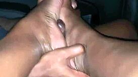 want to feel my ebony feet stroking your cock?