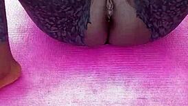 narrative unfolds with morning workout flashing wet pussy