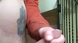 me masturbating on apartment stairs while neighbor talks on phone