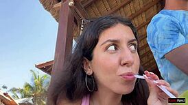 crazy cumwalk in amazing place full of people almost caught