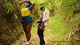 Mr. Burna fucks Sofia doggy in the bush after lecture. She cries out in joy for a good grade