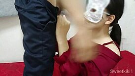 Thai teacher babe sucks student's cock in bedroom cosplay, squirting everywhere!