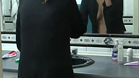 Latina Wife Prepares in Bathroom for Sex