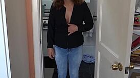 Latina Wife Prepares in Bathroom for Sex