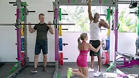 Cory Chase cheats with big black cock in the gym
