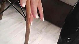 Veve Performs Balloon Popping In Latex Stockings With A Sharp!