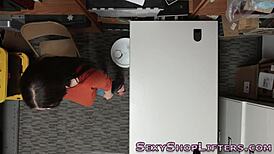 spanish teen 18+ thief gets caught and nailed over the desk