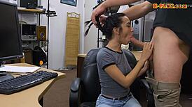 can you believe this slim teen 18+ getting drilled in the pawnshop