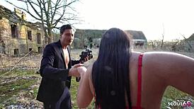 German Curvy Girl Maria Teen 18+ Tricked To Outdoor Fuck By Big Dick Guy At Model Job In Berlin