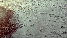 Gostosa walks in panties, fucks on beach for money