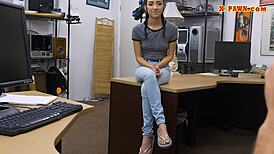 can you believe this slim teen 18+ getting drilled in the pawnshop