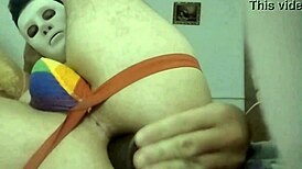 Bear cub fucking himself with a fat black dildo, and it's intense.