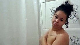 Taking a relaxing shower and fingering my tight pussy