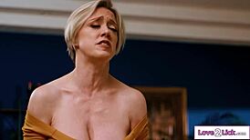 big tits cougar stepmom tongues teen stepdaughter's pussy