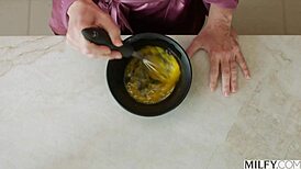 Milfy horny trophy wife piper press kicks out hubby for pool boys huge cock