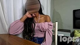 Sandra, beautiful Venezuelan brunette, needs money for stylist courses in casting interview