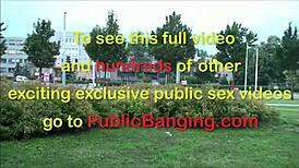 Y hottie alexis crystal enjoys a public threesome with two guys outdoors.