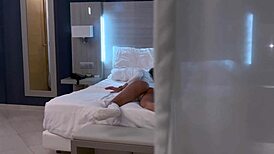 my stepbrother spies on me behind the door and looks what happens in the end