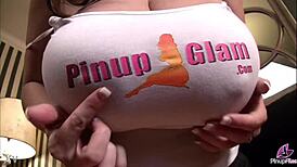 Busty legend September Carrino flaunts her massive tits in solo display