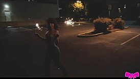 Topless Outdoors Public Sparklers with Honey Gold and Dakota Marr?