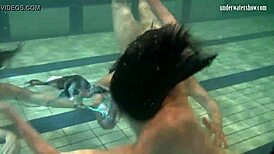 Ivetta and Katka and Barbara hot underwater lesbians