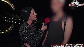 In this german scandal casting, amateurs are interviewed on the street in public.