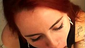Redhead Gives Oral In Private Club.