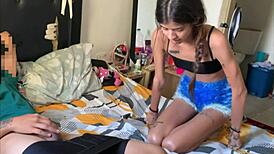 Stepsister arrives in room for complete story