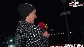 In this german scandal casting, amateurs are interviewed on the street in public.