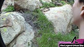 Redhead penny pax and sarah shevon suck and drain alex legends cock in outdoor threesome