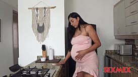 Pregnant Melany gets horny in Sexmex.
