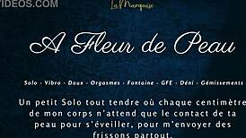 French solo female engages in dirty talk at skin level