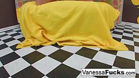 vanessa masturbates her tight blonde pussy alone