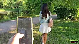 My friend teases my orgasms in public with a toy