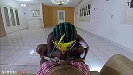 Busty Ebony Beauty's Big Tits Bounce While Riding Cock